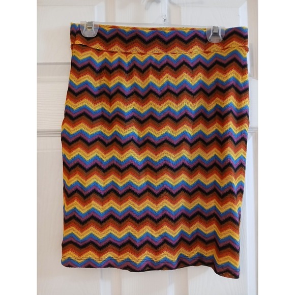 Chevron Knit Rainbow Multicolor Stretch Pencil Skirt Target Pride Size M - Picture 1 of 7